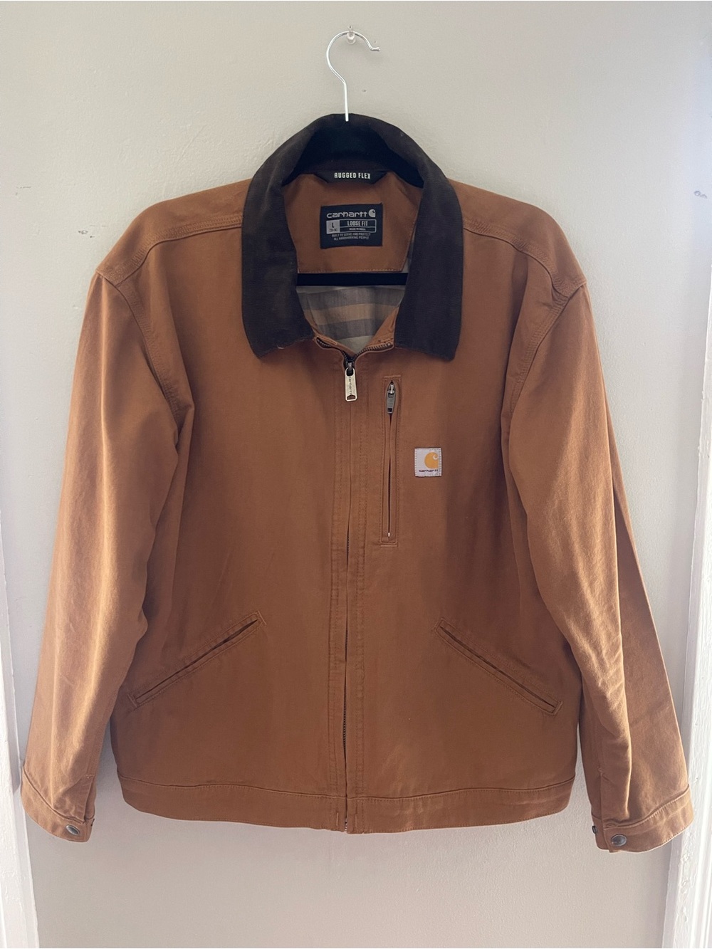 Carhartt Brown Canvas Jacket with Dark Brown Collar